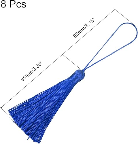 Miniatura 10 de HARFINGTON Borlas para marcapáginas 8 piezas de 65 pulgadas suaves y sedosas con trabillas para llavero graduación hecho a mano accesorio de