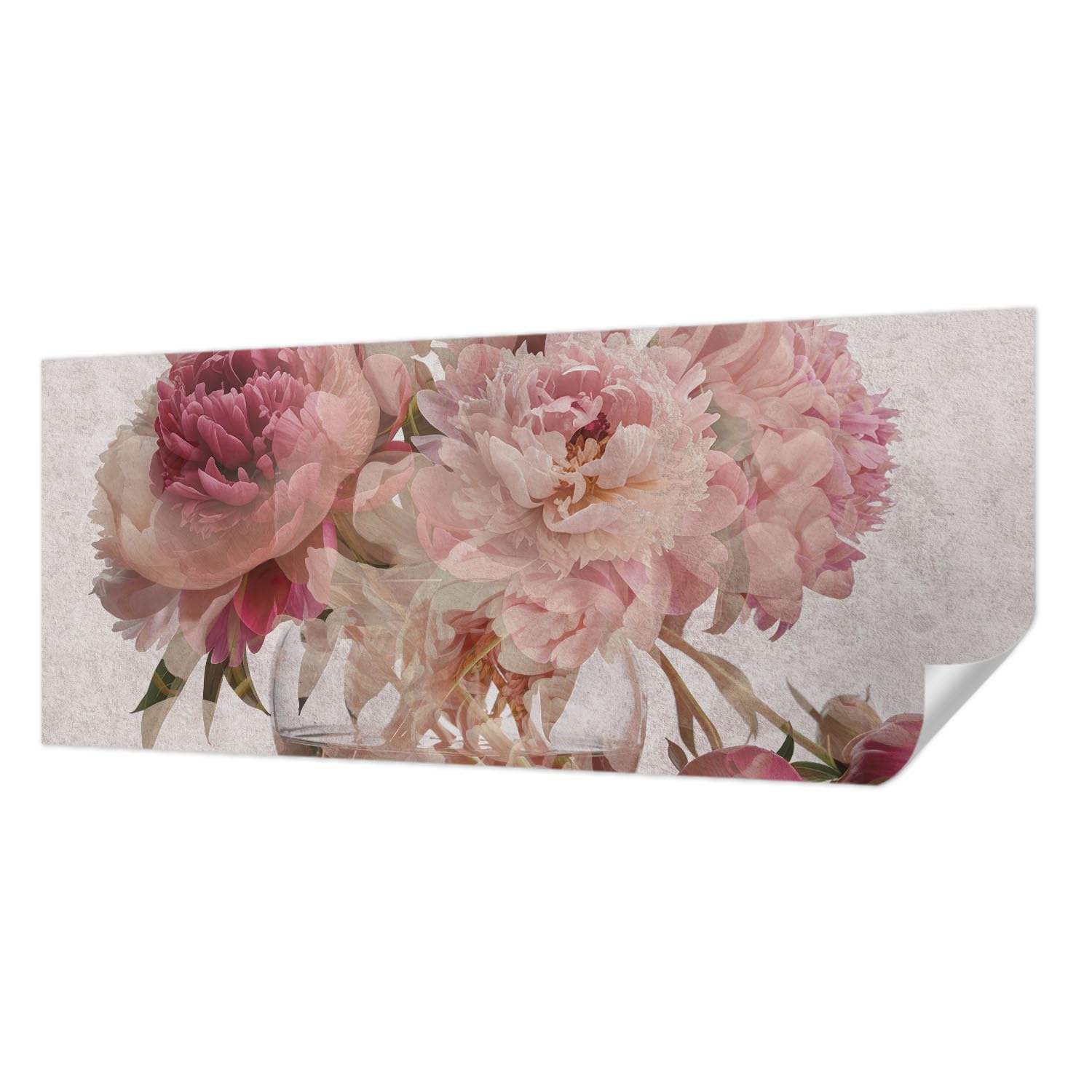 Papier peint adhésif panoramique pivoine pour chambre et salon