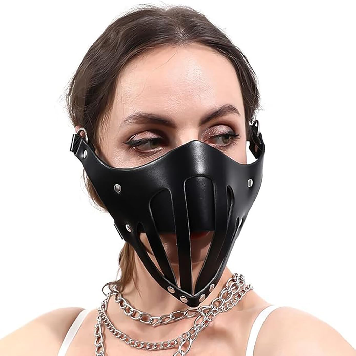 Steampunk Leather Mask Sexy Half Face Mouth Mask Halloween Costume Cosplay Masquerade Party Rabbit Mask