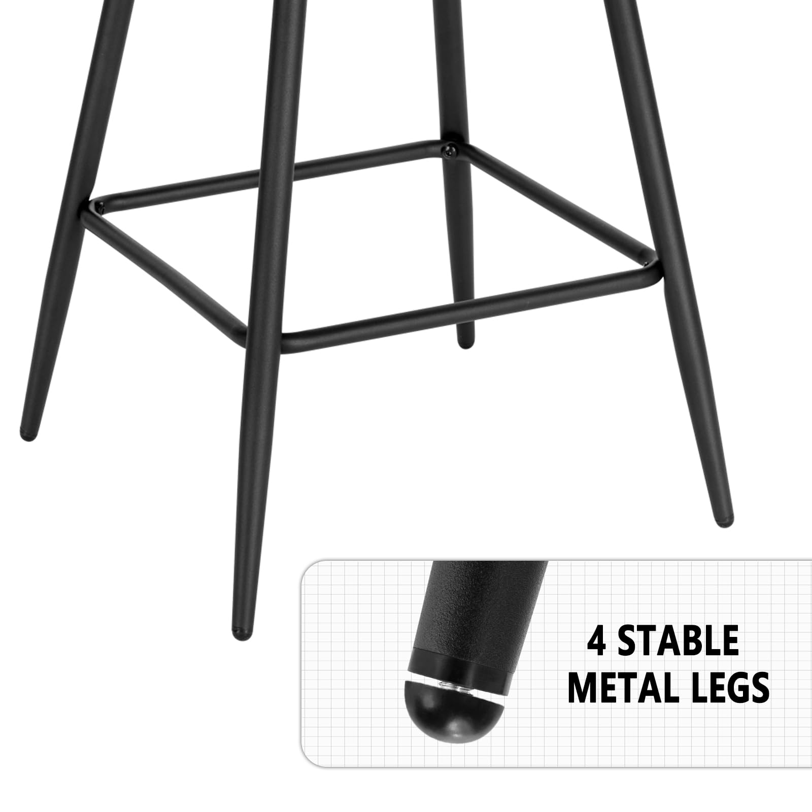 WOLTU Tabouret Bar Lot de 2, Chaise de Bar pour Îlot Central Cuisine, Salle à Manger, Bistro, Café, Grand Siège en Velours avec Dossier, Repose-Pied et Accoudoir, Pieds Réglables, Noir