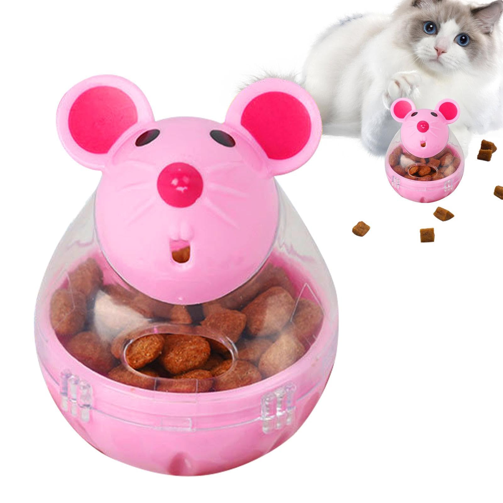 pologmase Dispensador de golosinas para gatos – Divertida bola de comida para mascotas en forma de ratón | Juguete de alimentación lenta para gatos pequeños, previene la obesidad, se adapta a la dieta