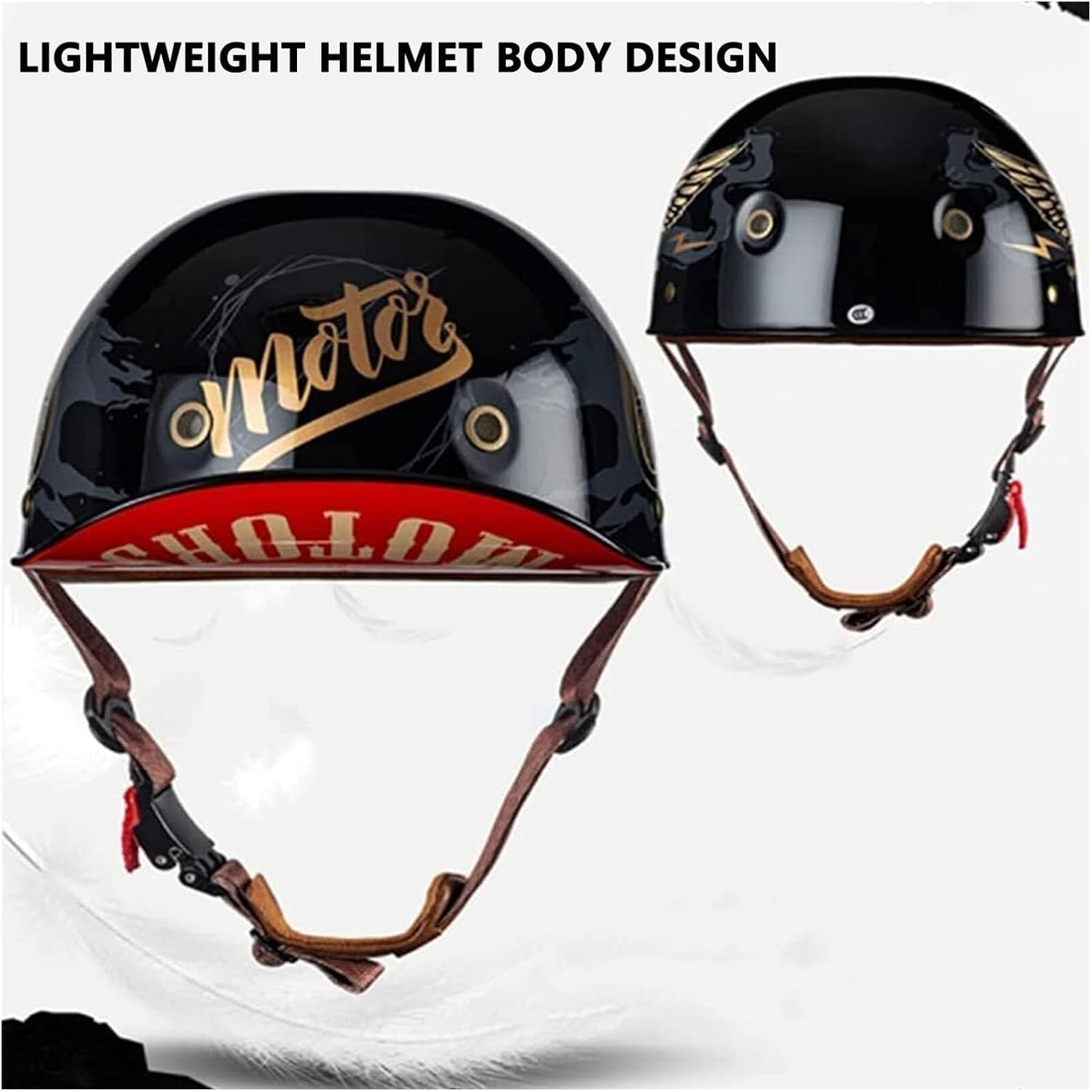 Unisex Baseball Cap Motorcycle Helmet DOT Approved, German Style Retro Small Half Shell Helmet, Men Women Scooter Bike Moped Open Face Helmet
