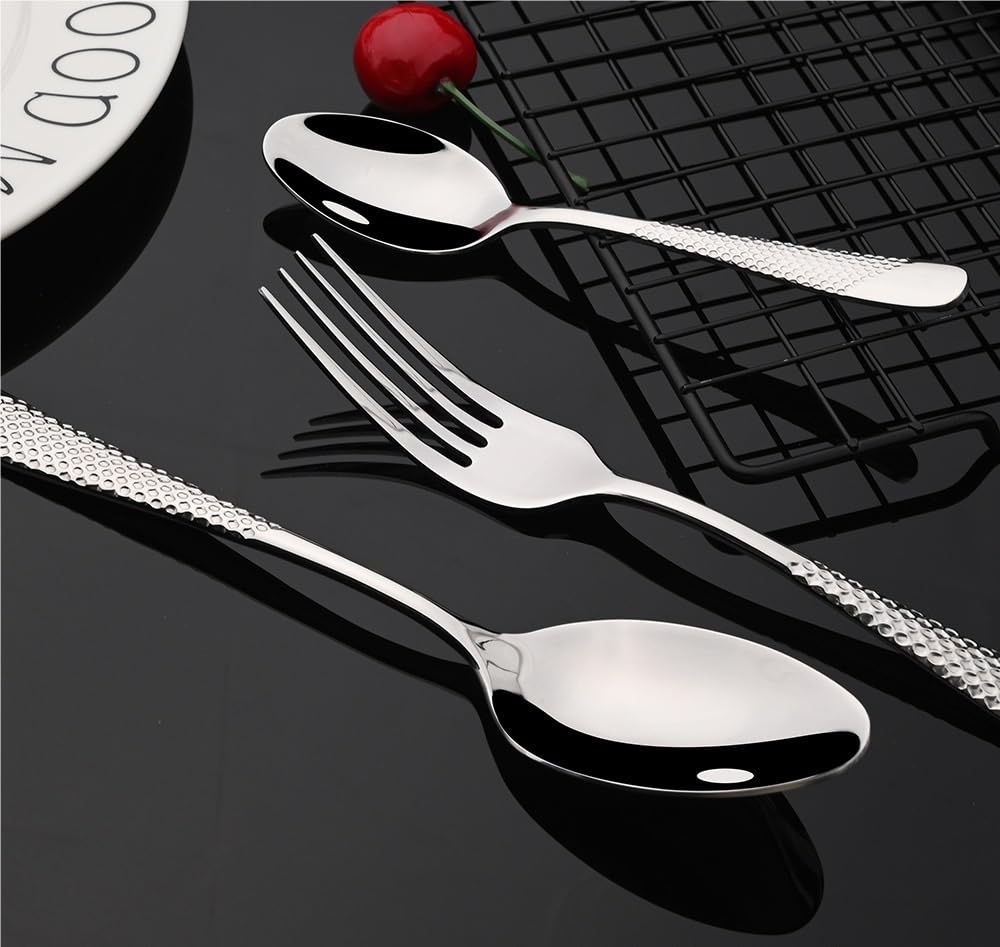 Juego de Cubiertos de Plata, 4/16/24/32/40/48 Piezas, Cuchillo, Tenedor y Cuchara de Mesa, de Acero Inoxidable 304, para el hogar, vajilla Dorada. Juego de 10 Cubiertos de 40 Piezas.