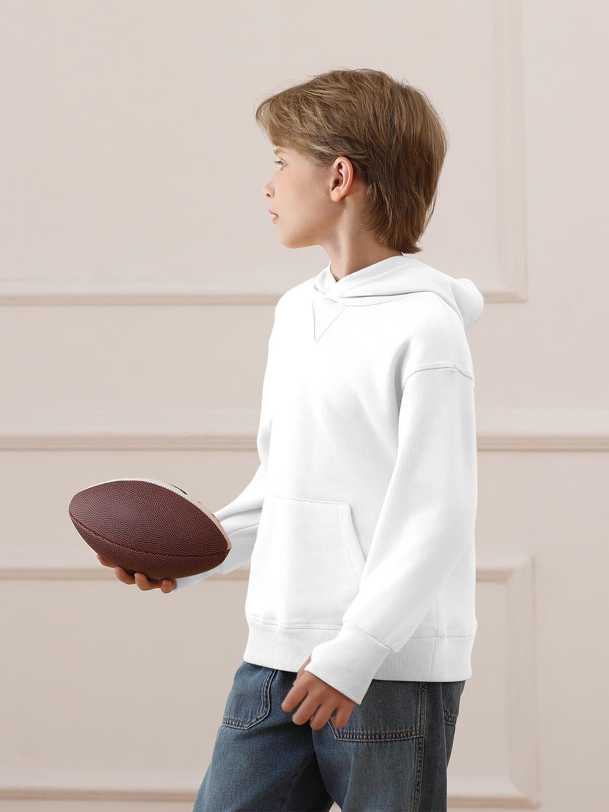 Haloumoning Sudadera con capucha de forro polar para niños, manga larga, con bolsillo, 4-14 años