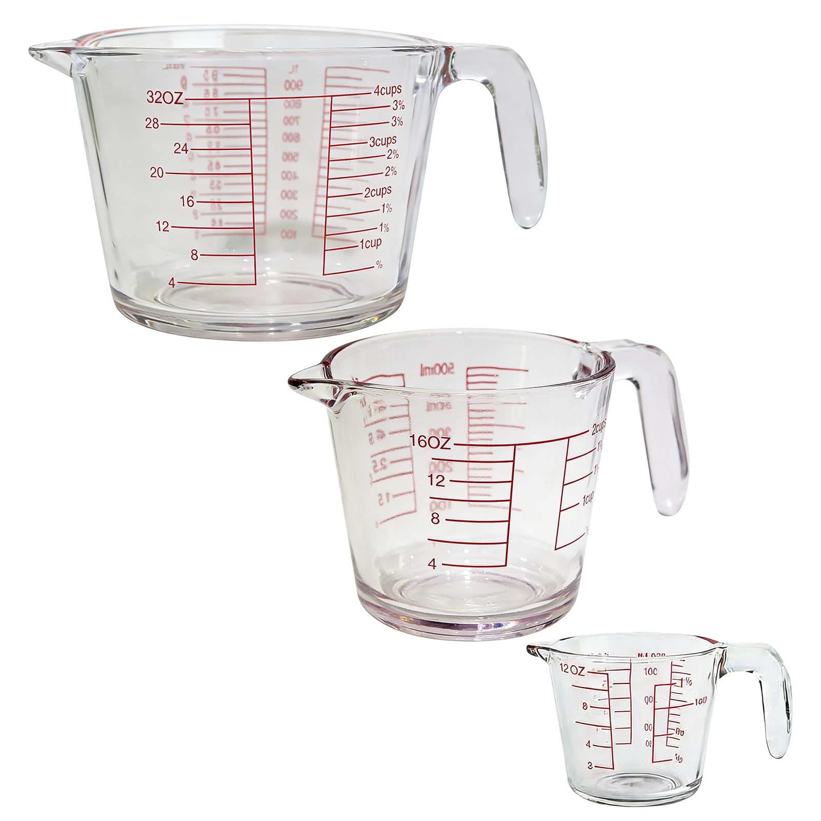 LUCKGONI Pack of 3 Glass Measuring Cups Feature Accuracy Scale for Baking Cooking and Easy