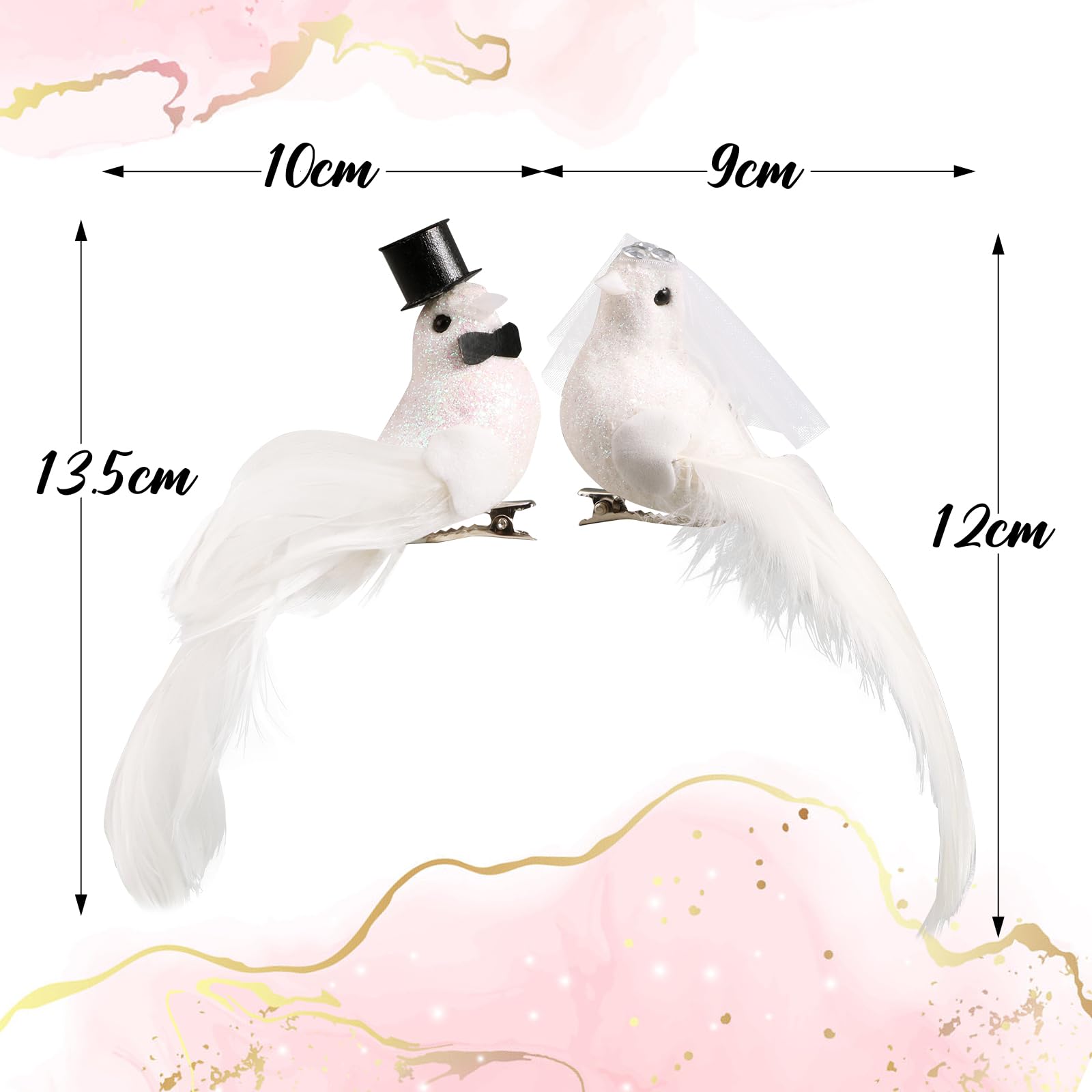 Colombe Finte In Schiuma - 4 Piccioni Bianchi Decorativi Con Clip, Perfetti Per Matrimoni E Battesimi - Foto 5