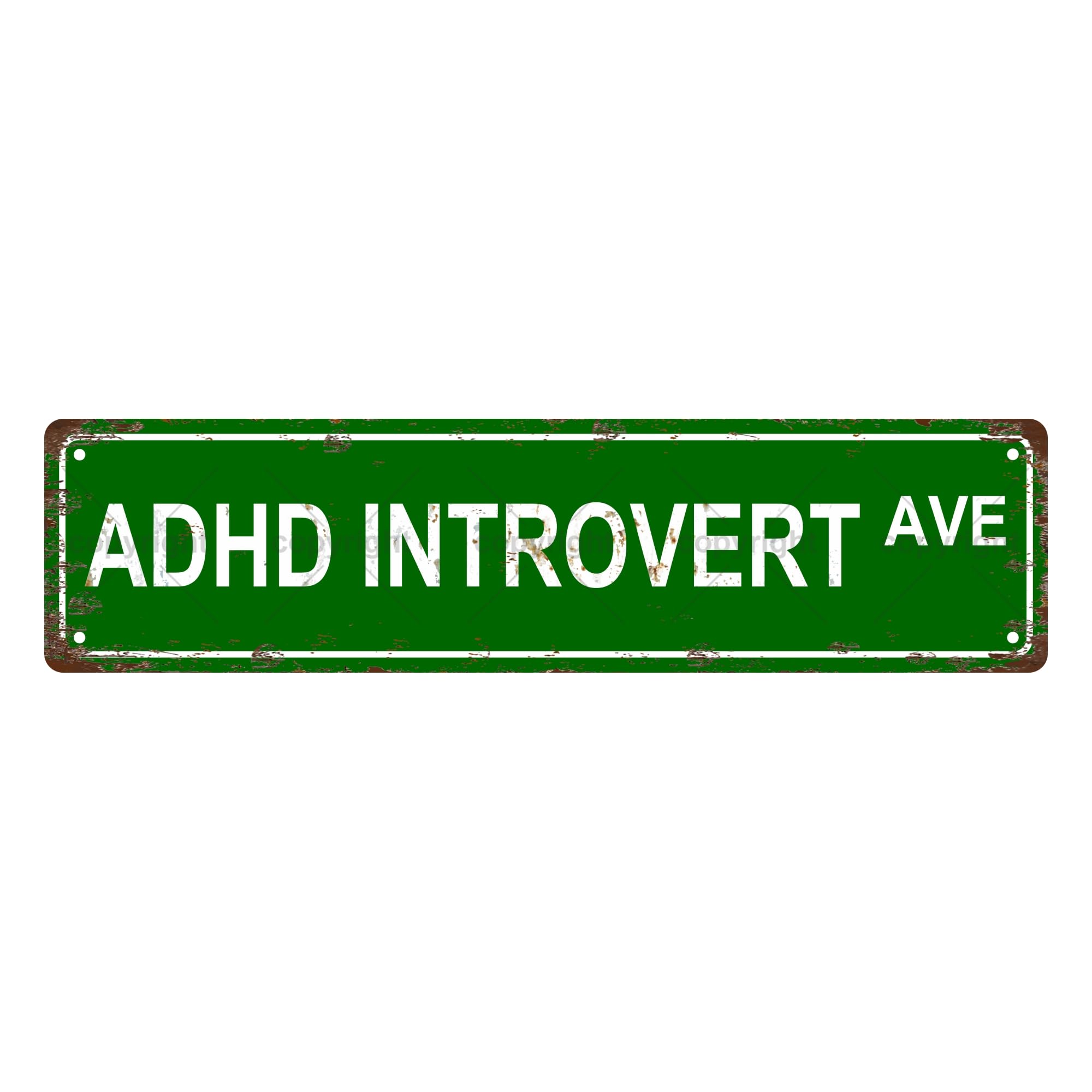 ADHD Introvert AVE ADHD Metal Tin Street Sign Bar Cafe Garage Cave Home Room Wall Bathroom Farmhouse Garden Porch Patio Decor,4x16 Inch
