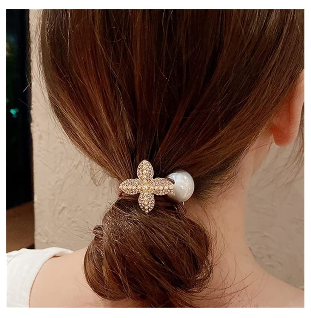 Elástico Gomas Pelo 5 Uds. Elegantes Gomas Para El Pelo Con Perlas Y Diamantes De Imitación, Cuerdas Elásticas Para, Accesorios Para Niñas Cuerdas