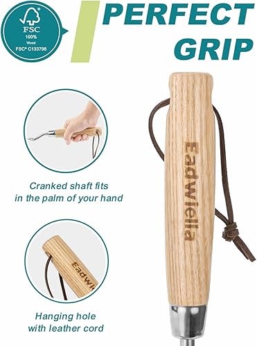 Miniatura 3 de Herramienta de mano de horquilla de jardín, tenedor pequeño de 12 pulgadas con mango de madera de 3 dientes puntiagudos para jardinería, cultivo,