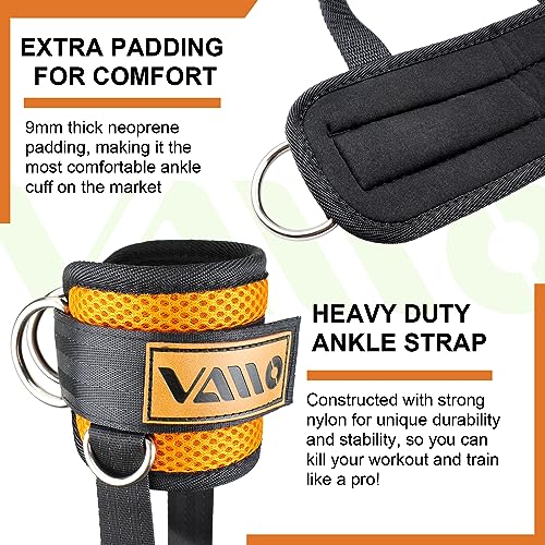 Image of VAIIO Ankle Straps for Cable Machines,Adjustable Comfort fit Neoprene, Reinforce Double D-Ring - Premium Ankle Cuffs to Improve Abdominal Muscles, Lift The Butts, Tone The Legs for Men & Women
