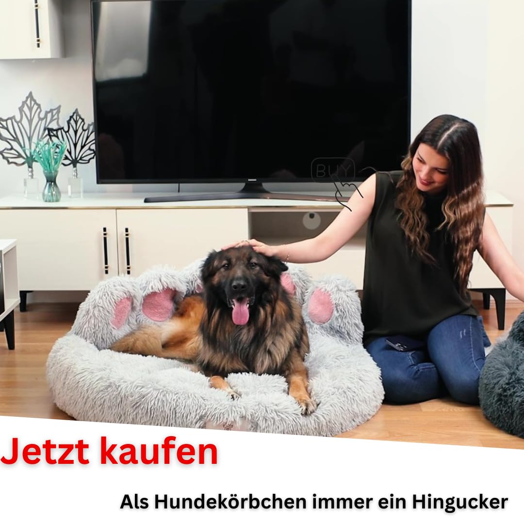 pfoten&nasen® Bärenpfote Hundebett & Katzenbett [Rosa, XS-55cm] – Flauschiges Donut Katzenkörbchen Waschbar, Rund & Weich – Beruhigendes Kuschelbett für Kleine Hunde, Welpen & Katzen
