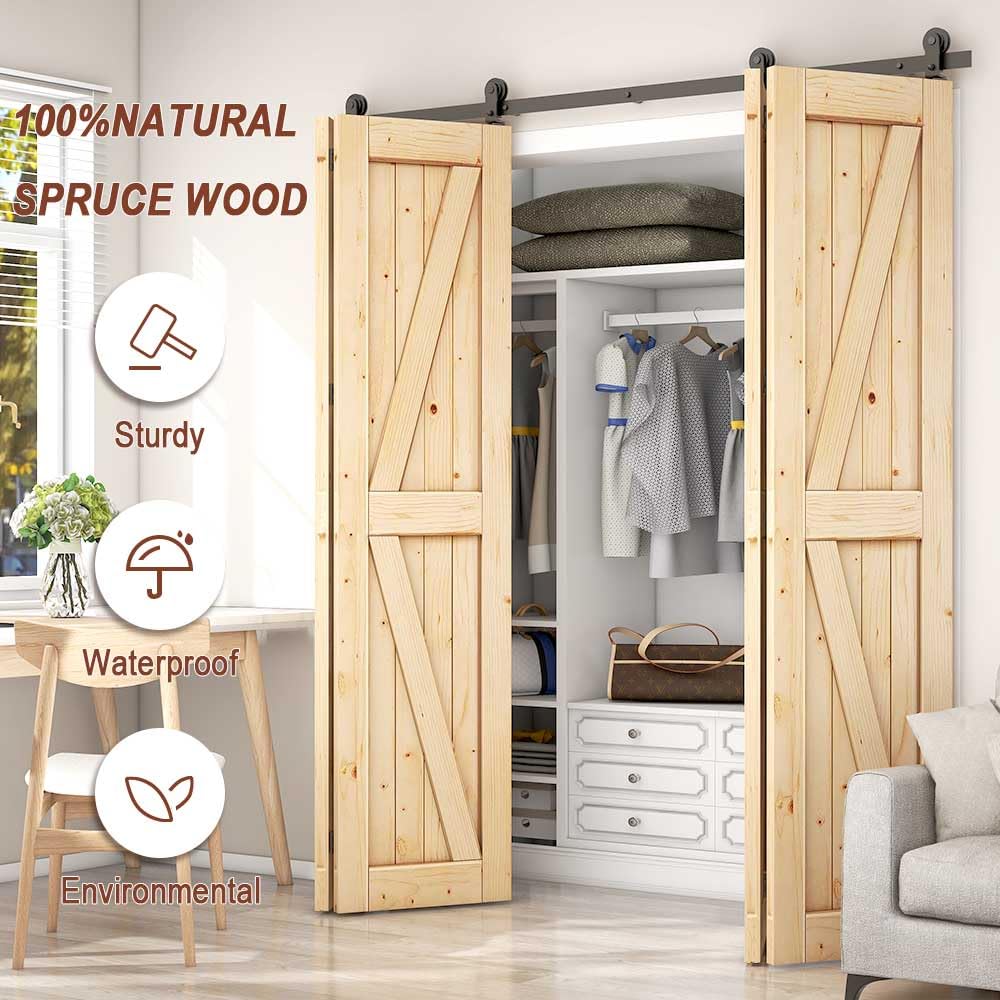 CCJH 6FT/183CM Plegables Herraje para Puerta Corredera Kit de Accesorios para Puertas Correderas de Graneros Estilo de libro T Shaped
