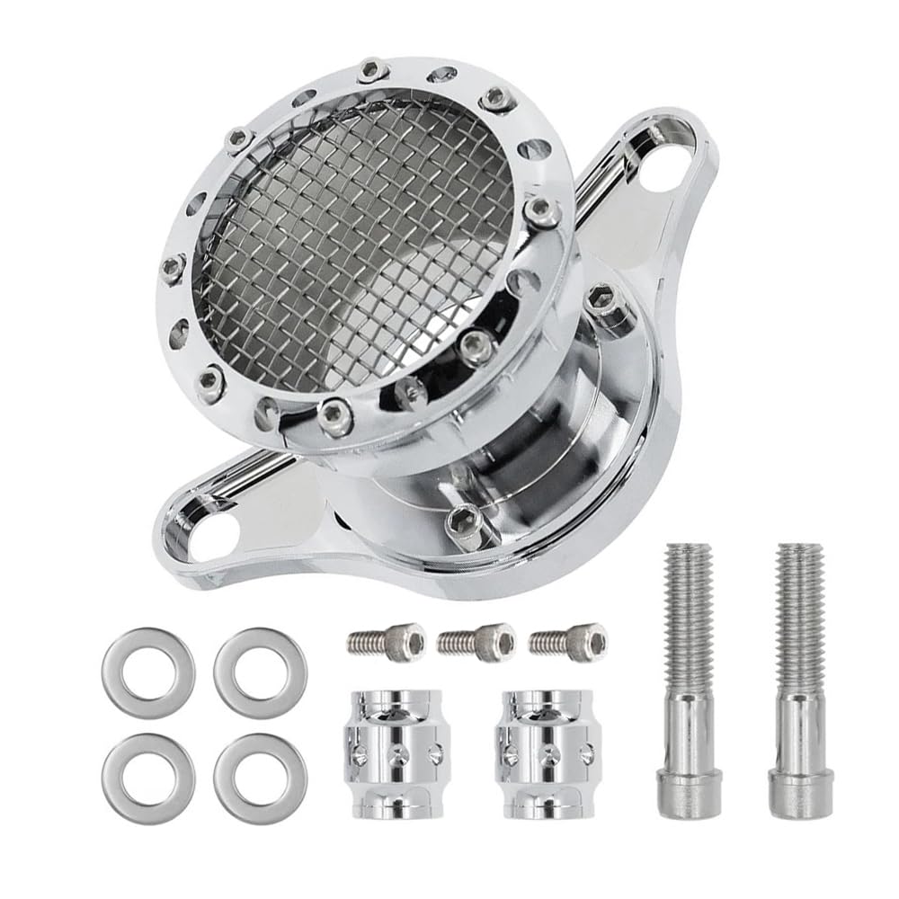 Baceyong Filtro Aria Moto, Kit Sistema di Aspirazione Filtro Aria Moto, Compatibile con Harley Sportster Iron 883 XL883 XL1200 Forty Eight 48 Seventy Two 72 1991-2016, Argento Cromato