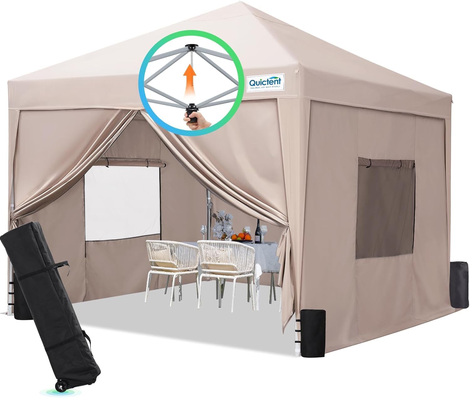 Quictent Privacy 6.6x6.6 Pop up Canopy Tent with Sidewalls and Roll-up Ventilated Windows, One Person Setup, Easy Outdoor Commercial Gazebo Shelter Enclosed Waterproof, Bonus 4 Sandbags