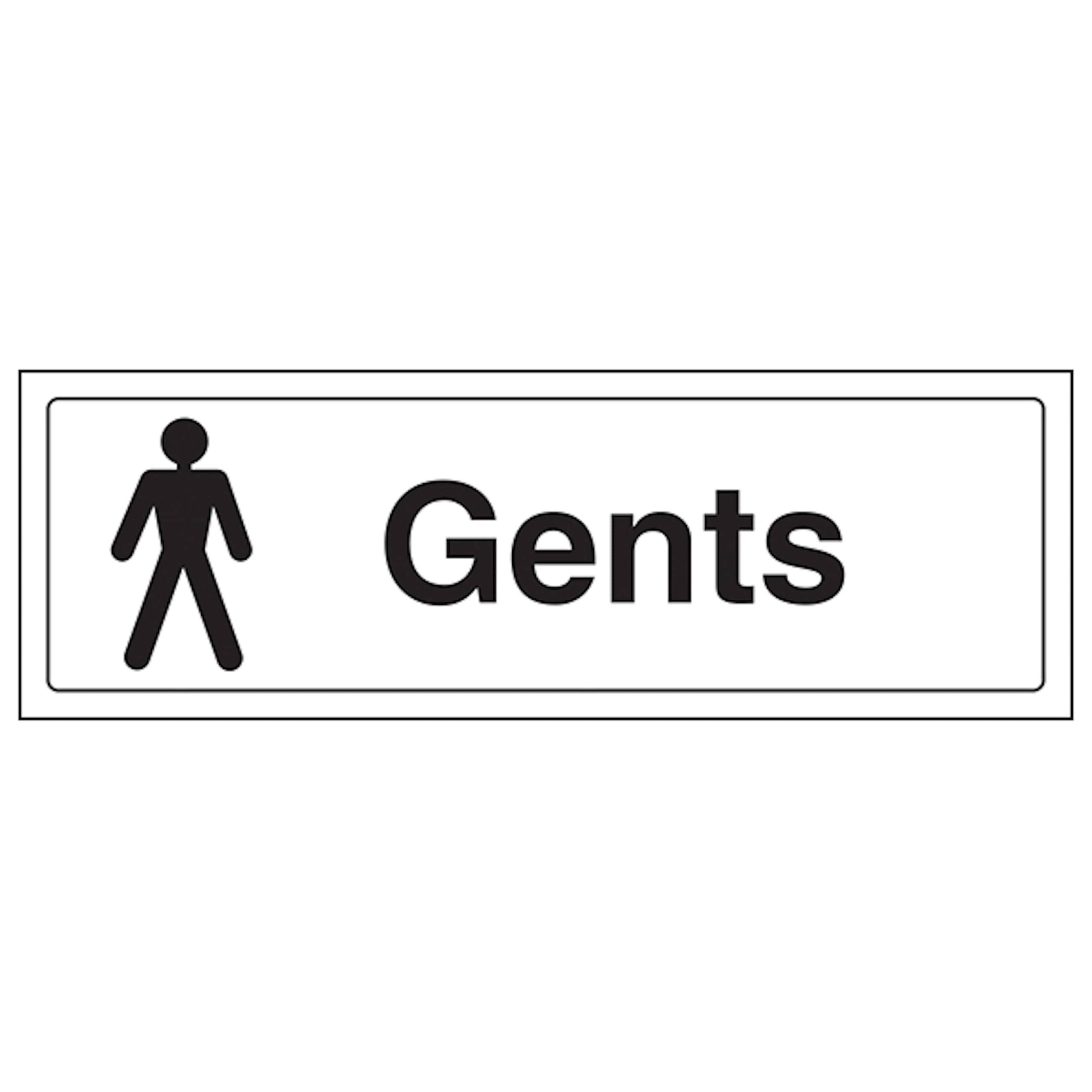 V Safety Gents 300 x 100 mm - Glow In The Dark 1mm Rigid Plastic Safety Sign