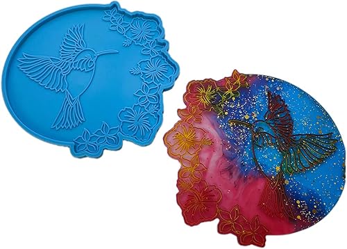 Miniatura 6 de appuivbt Molde de resina para bandeja de pájaros moldes de bandeja de silicona para resina epoxi almohadilla de taza molde de fundición de resina