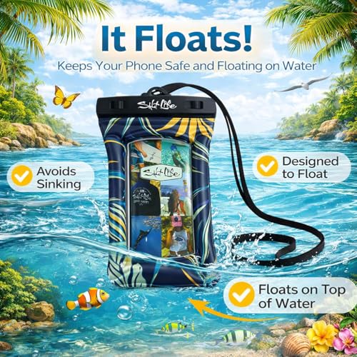Salt Life Floating Waterproof Phone Case– IPX8 100% Waterproof Phone Case that Floats in Water, Universal Phone Dry Bag with Touchscreen Clear Window, Secure Seal Closure & Lanyard (Catch Me) - image 4