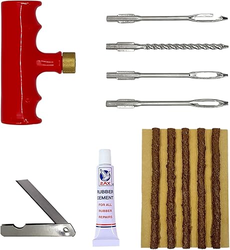 Pax Kit de herramientas de reparación de neumáticos 4 en 1 reemplazables sin cámara, 12 piezas, incluye ojo cerrado, ojo abierto, ojo dividido y