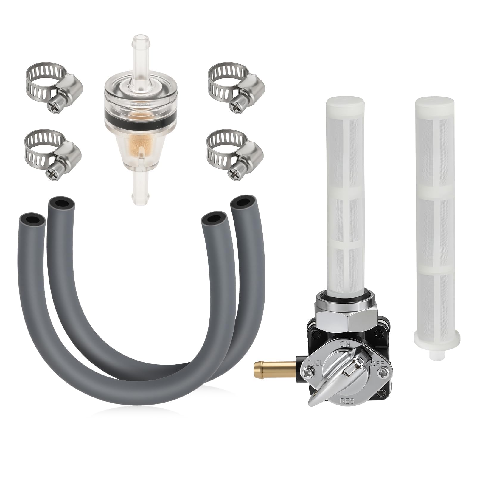 Kraftstoffhahn Petcock 22mm linker Ausgang passend für Harley Softail Custom FXST Dyna Super Glide FXD FXR Heritage Softail FLST FLHR Electra Glide FLHTC Road Glide 1993-2001 Benzinhahn 61338-94D