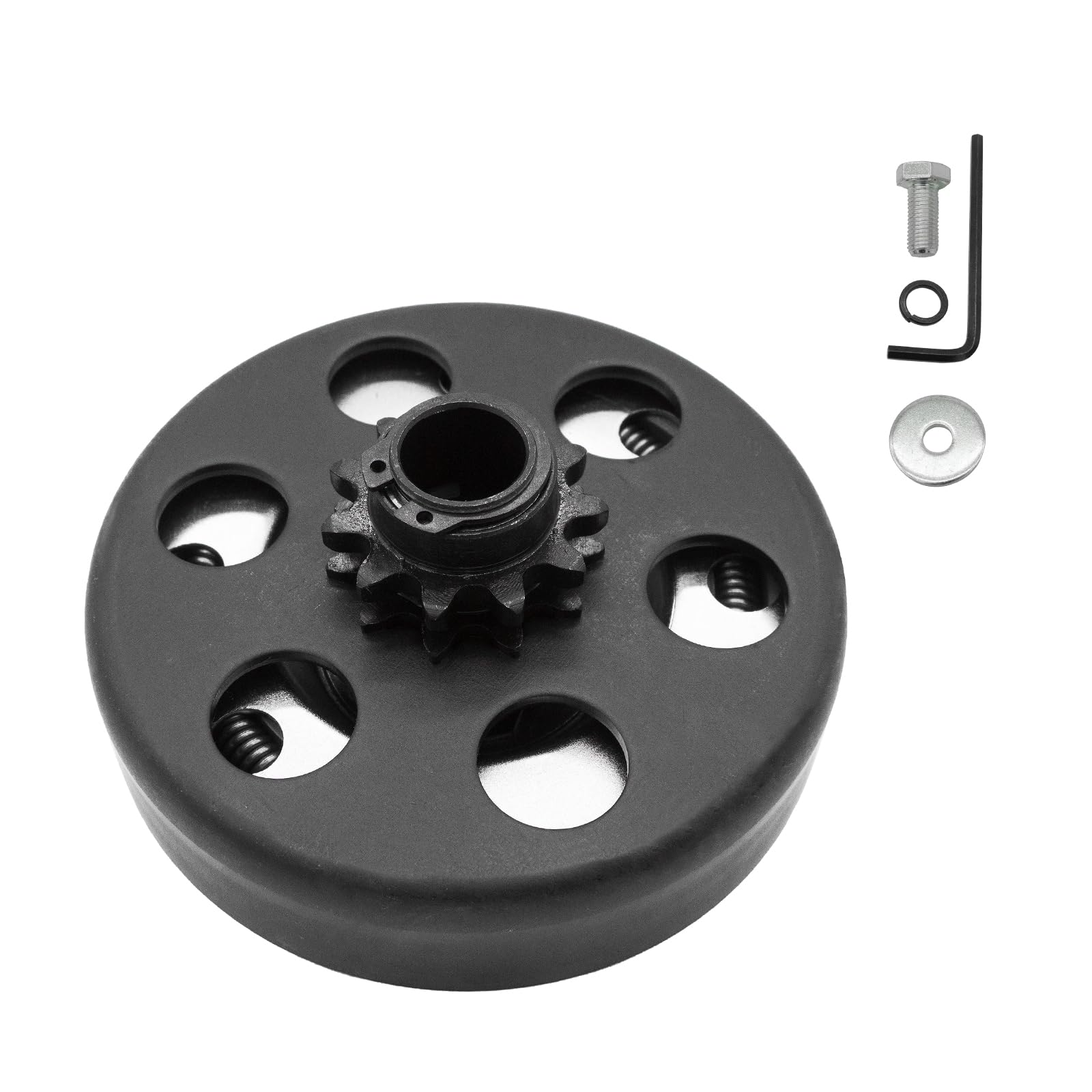 Embrague Go Kart de 5/8 pulgadas de diámetro de 11 dientes para cadena #35, embrague centrífugo. Perfecto para MiniBike, Go Kart, cortacésped y motor Fun Kart. Incluye kit de pernos y