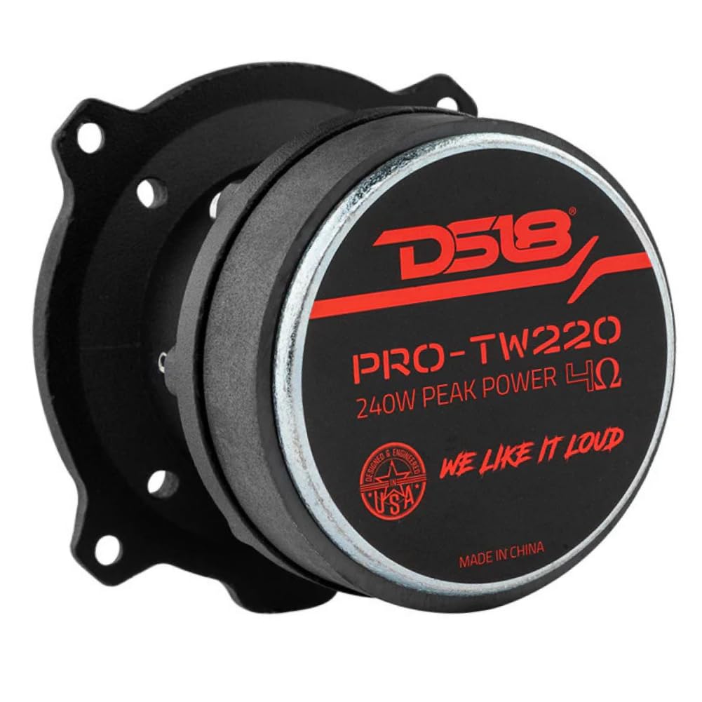 KIT Set pour DS 18 PRO-TW220 2 tweeters Super Bullet de 120 Watts rms et 240 Watts Max, 8,1 cm de diamètre, impédance 4 ohm, sensibilité 104 DB, pour Voiture, par Paire + condensateurs offerts