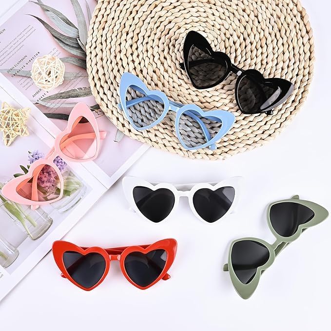 12Pairs Heart Shaped Sunglasses Vintage Heart Glasses Bridal Party Sunglasses for Women Wedding Bachelorette Party