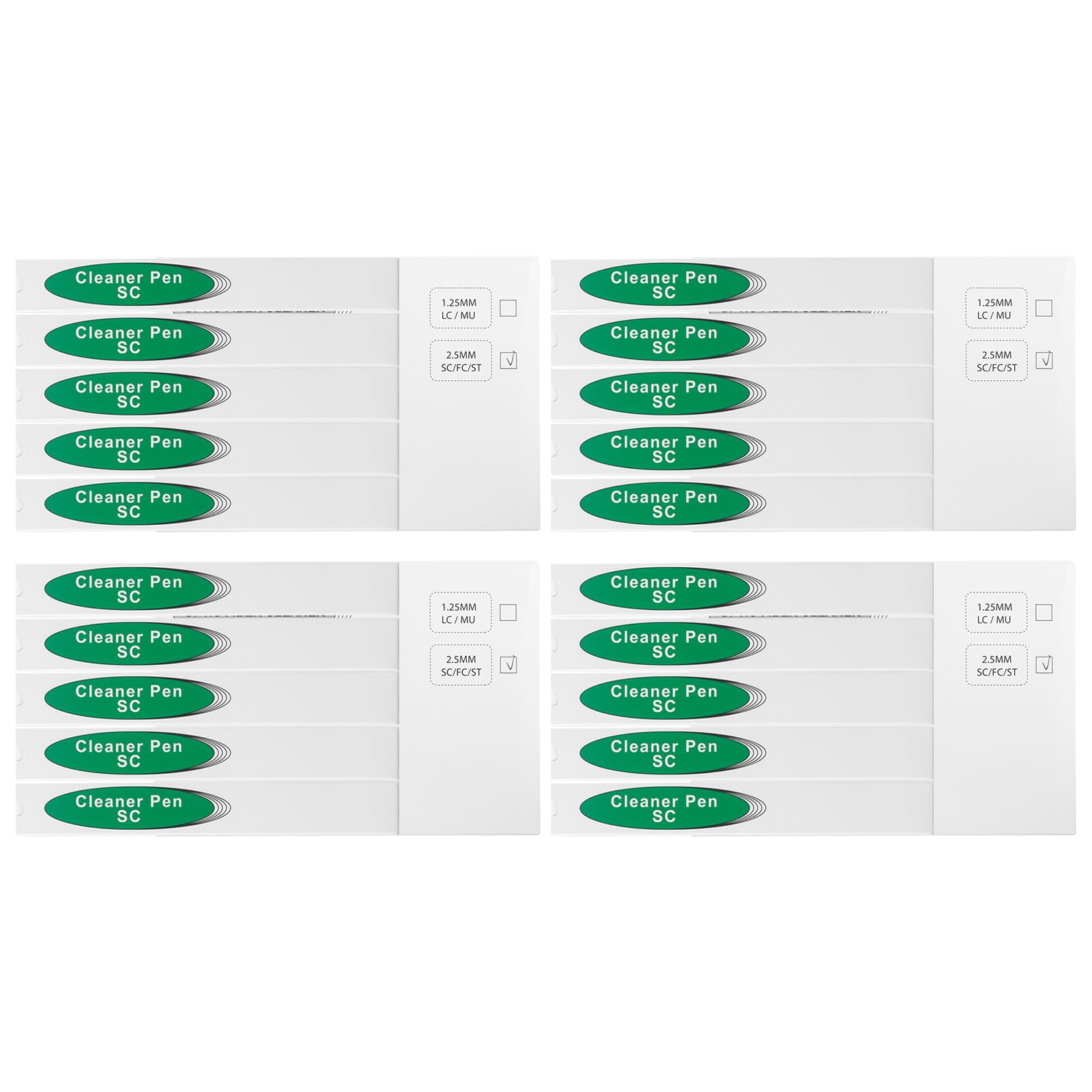 2,5 mm Glasfaser-Stecker-Reinigungsstift für SC/ST/FC, 800+ Reinigungen, 20 Stück
