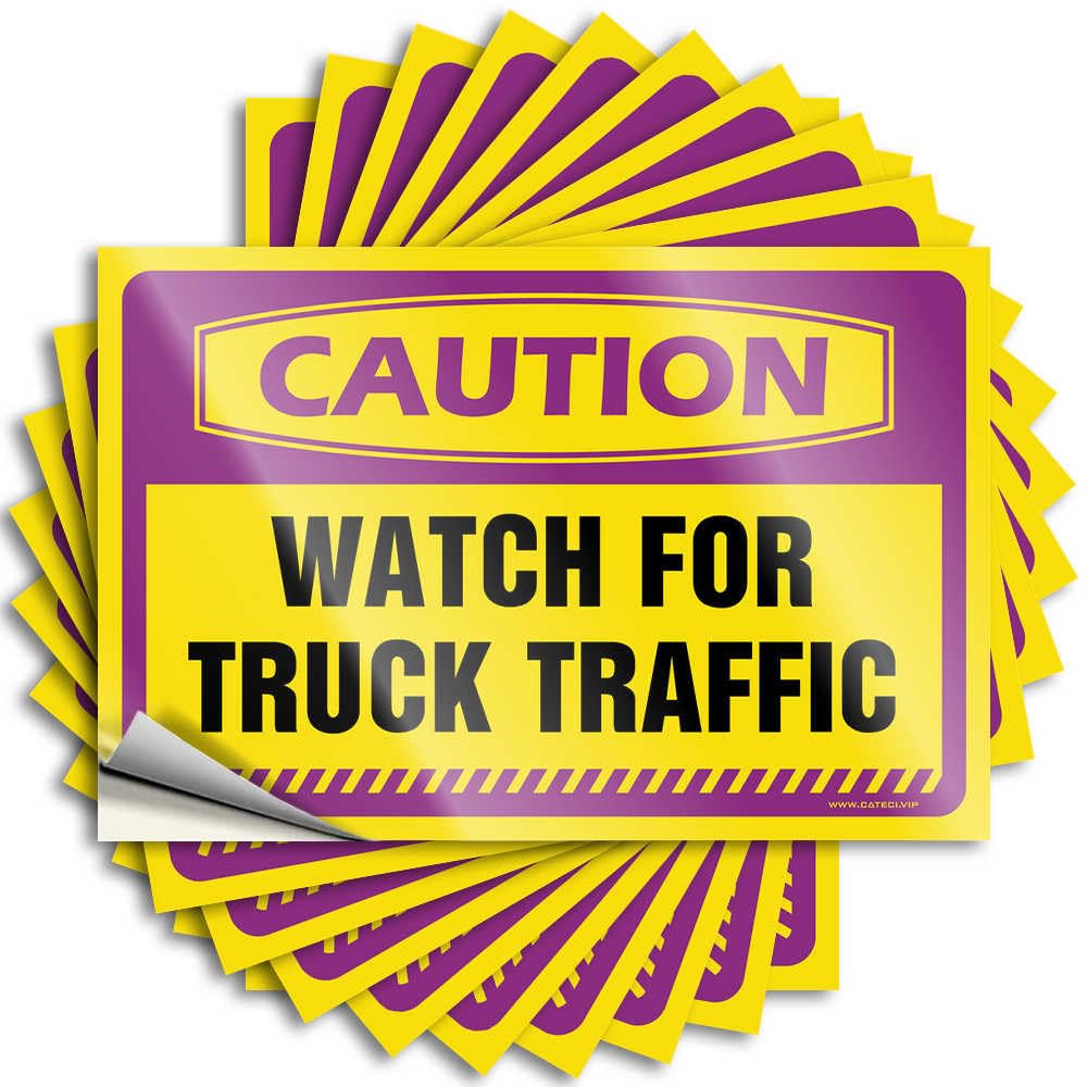 Quote Hot Easy Apply | Caution Watch for Truck Traffic Rock Bumper Peel and Stick(12X18CM)