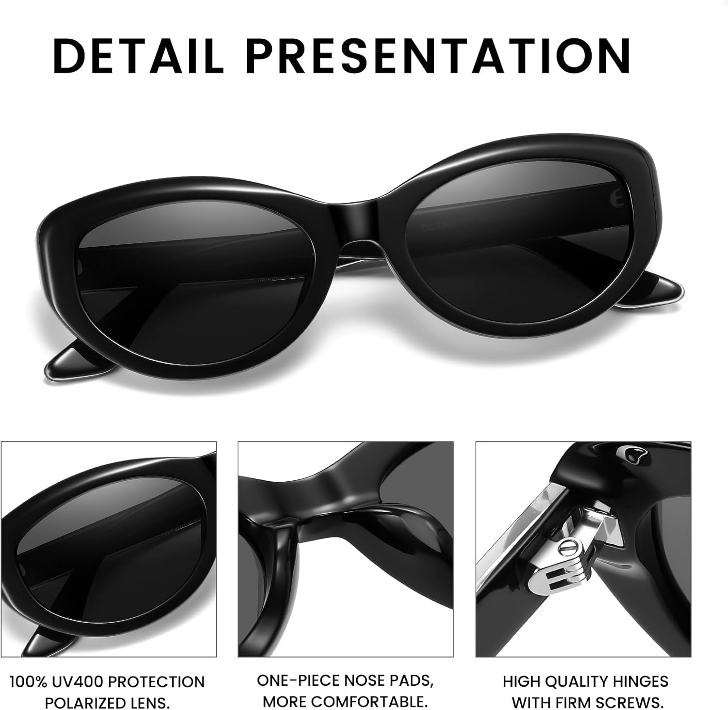 DUCO Vintage Cat Eye Sunglasses for Women Retro Oval Polarized Sun Glasses Fashion narrow 90s UV Protection Shades DC2362 - Image 4