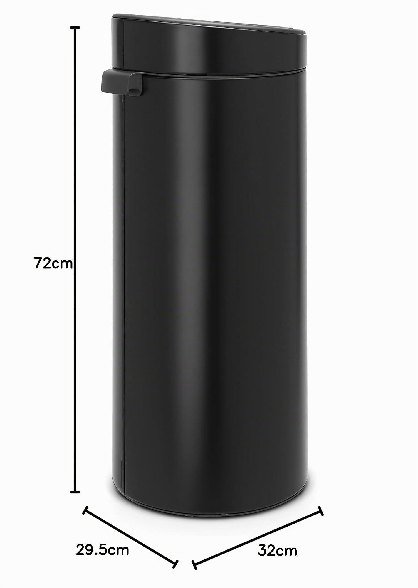 Brabantia Touch Bin New Pattumiera, Metallo, Nero Opaco, 30 litri