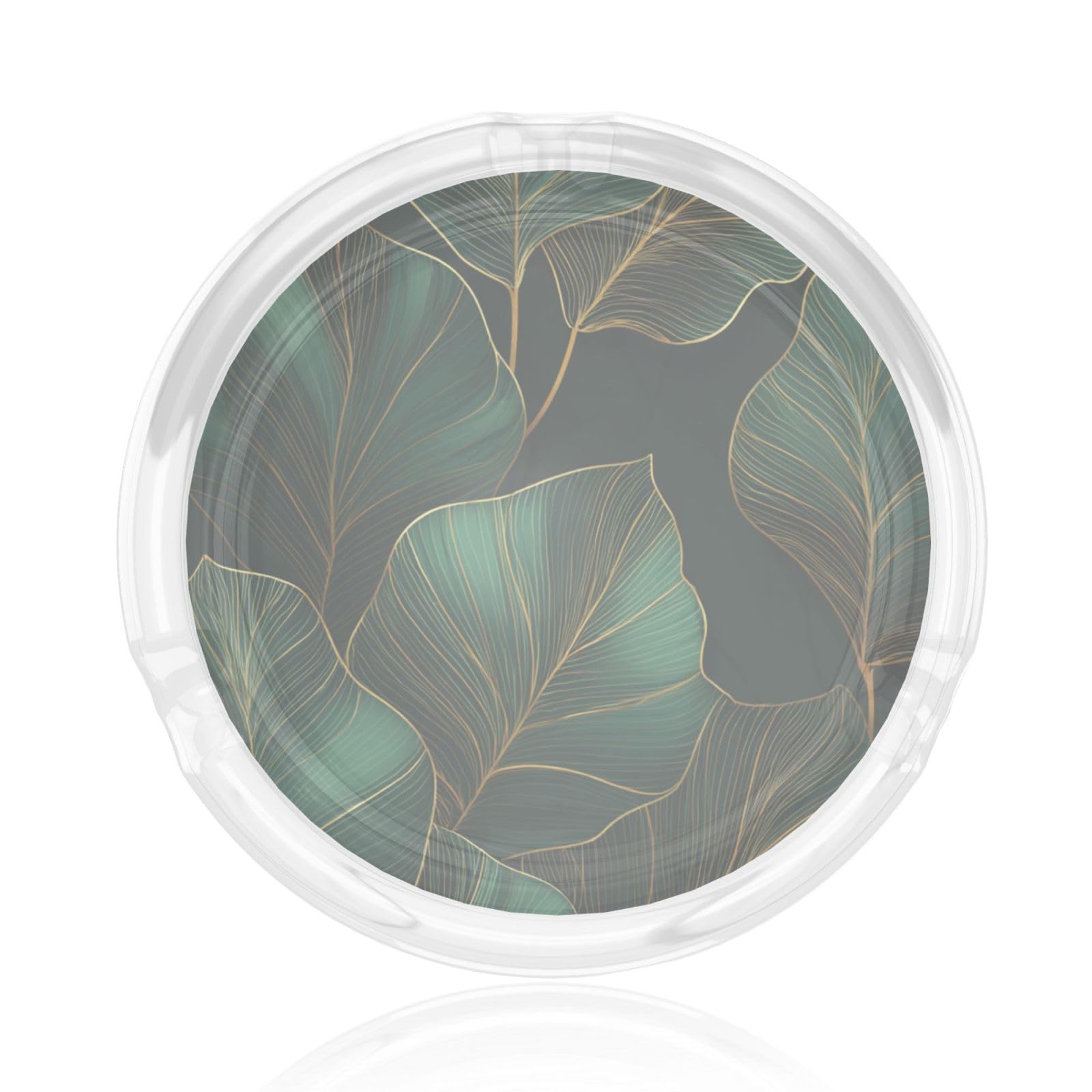 Dark Green Tropical Leaves Glass Ashtray For Cigarettes Ash Trays Case For Home Office Decor