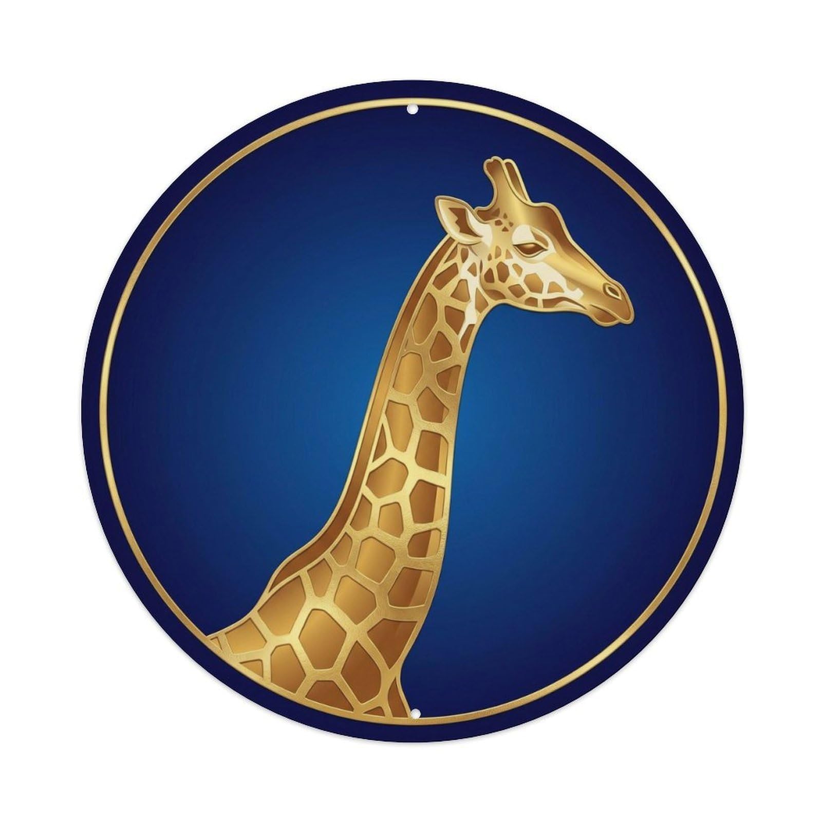Giraffe Wildlife Deco Style African Safari Animal Grace Metal Tin Sign Plaque Wall Decor for Cafe, Man Cave, Club Bar, Office, Home Garden Round Metal Poster 8x8Inch