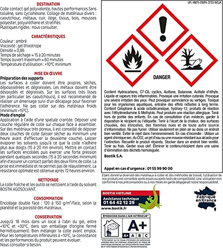 Colle contact nitrile liquide transparente BOSTIK PRO 1220 à forte adhérence et séchage rapide