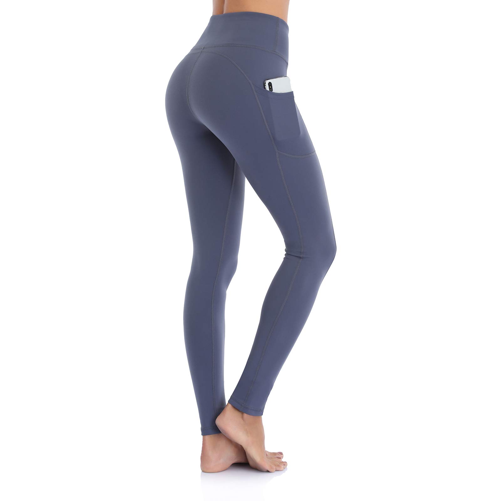 Occffy Women's Deep Grey Gym Leggings High Waist Leggings For Workout Yoga Pants With Pockets For Ds166 （, Xl）