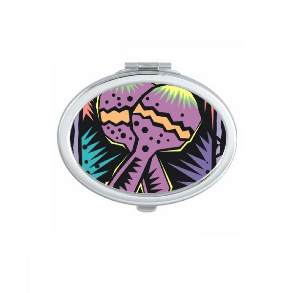 Miroir de poche ovale violet avec gravure de culture mexicaine - DIYthinker format compact à la main