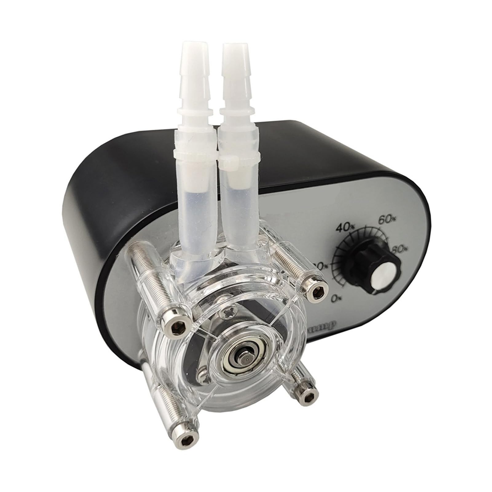 Bomba Peristáltica Bomba Dosificadora de Tubo G928A 114-500 Ml/min Botón único Ajustable 24 V 1 A Cabezal de Extraíble 3 Rodillos Autocebantes para Análisis (Negra)
