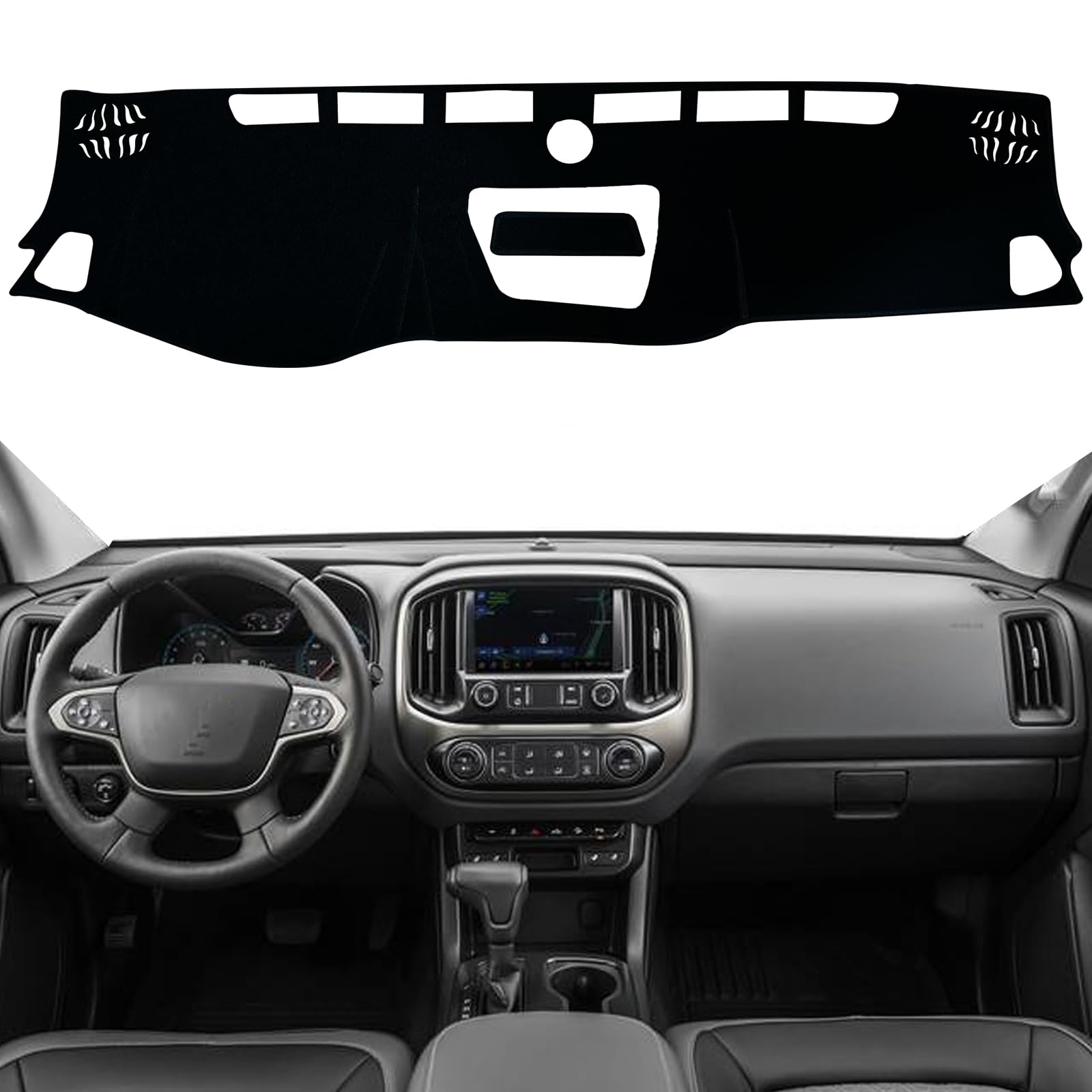 Dash Mat Cover Interior Dashboard Protection pad Compatible with Chevrolet Colorado Truck 2015-2022 Sunshade Glare UV Rays Protector (Black Trim)