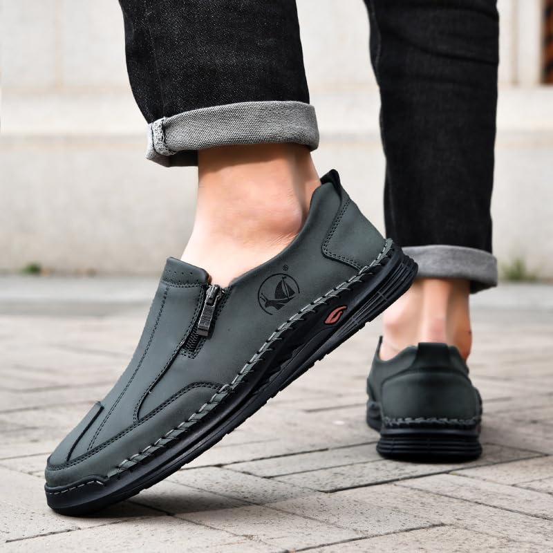Men's Leather Loafers Slip-On Shoes – Comfortable Lightweight Casual Driving Shoes for Men, Breathable Soft Sole, Wide Width3