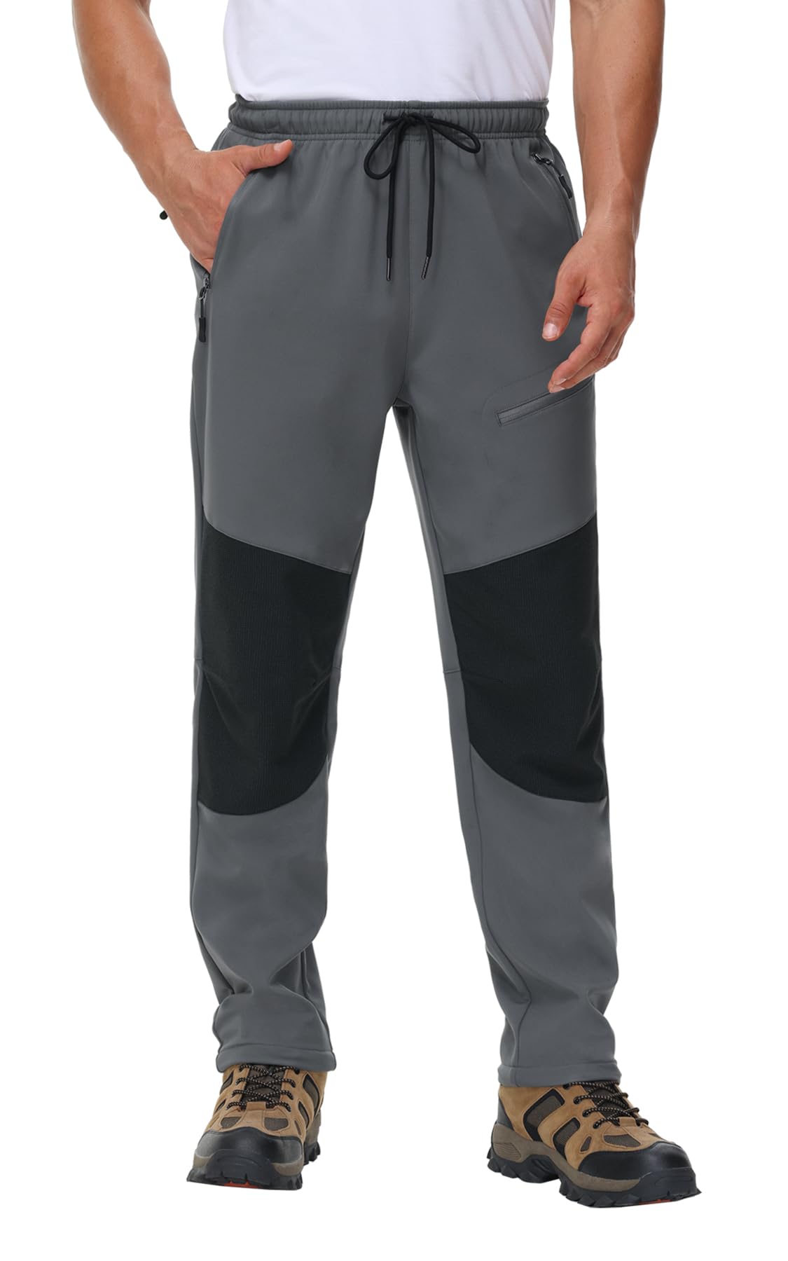 MOCOLY Pantalon Randonnée Chaud Hiver Homme pour Ski Neige Snowboard Chasse | Thermique Taille Elastique Pantalon Softshell Cargo Doublé Polaire Pantalons pour Marche Trekking Travail