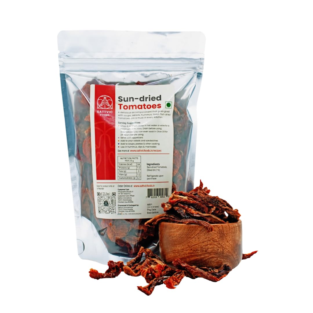Sattvic Foods Sun-Dried Tomatoes (750 g) | 100% Natural, Preserved with Only Olive Oil (1%) | Hygienically Solar Dried | Anti-oxidant Rich | Use in Dips, Marinades, Salads, Pastas (B0D6VR2HJS) Amazon Price History, Amazon Price Tracker
