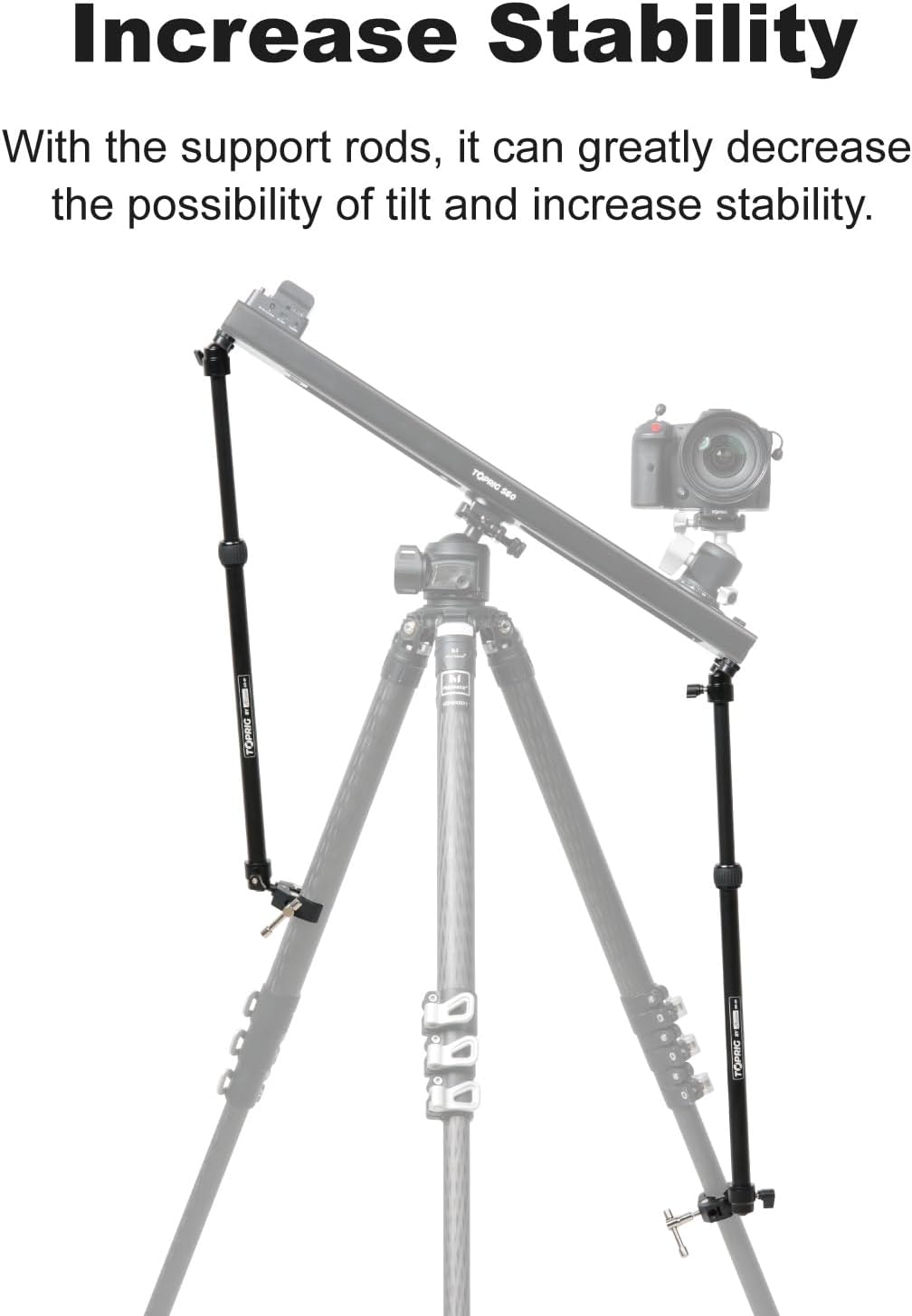 Accsoon Toprig Camera Slider Support Arms Stabilizer Tripod with C Clamps Adjustable Extendable Arm for Increasing Stability, Alluminium Alloy Multi-Angle Support Rods for Video Slider Shooting (2Pcs)