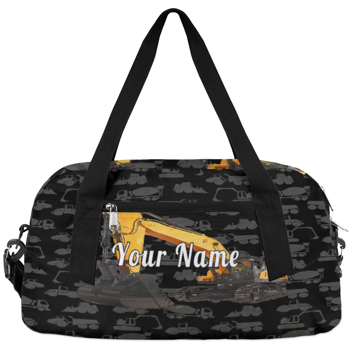Personalized Kids Duffel Bag Truck Excavator,Custom Sport Gym Bag for Boys Girls,WWeekender Overnight Bags Travel Duffel Bag,Customized Kids Gift