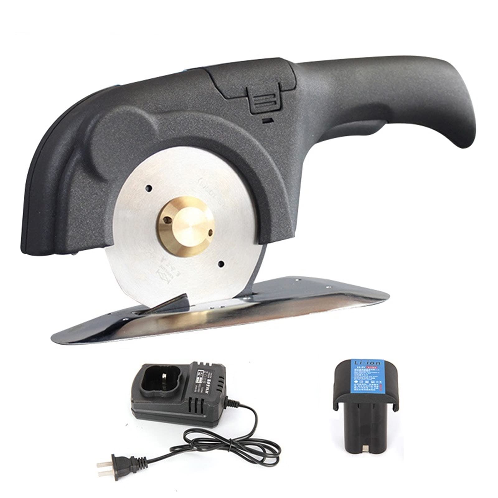 Tijeras de lana, Tijeras eléctricas tela alfombra cuero recargable cuchillo redondo máquina de corte portátil batería de litio cuchillo redondo(Plug-in)