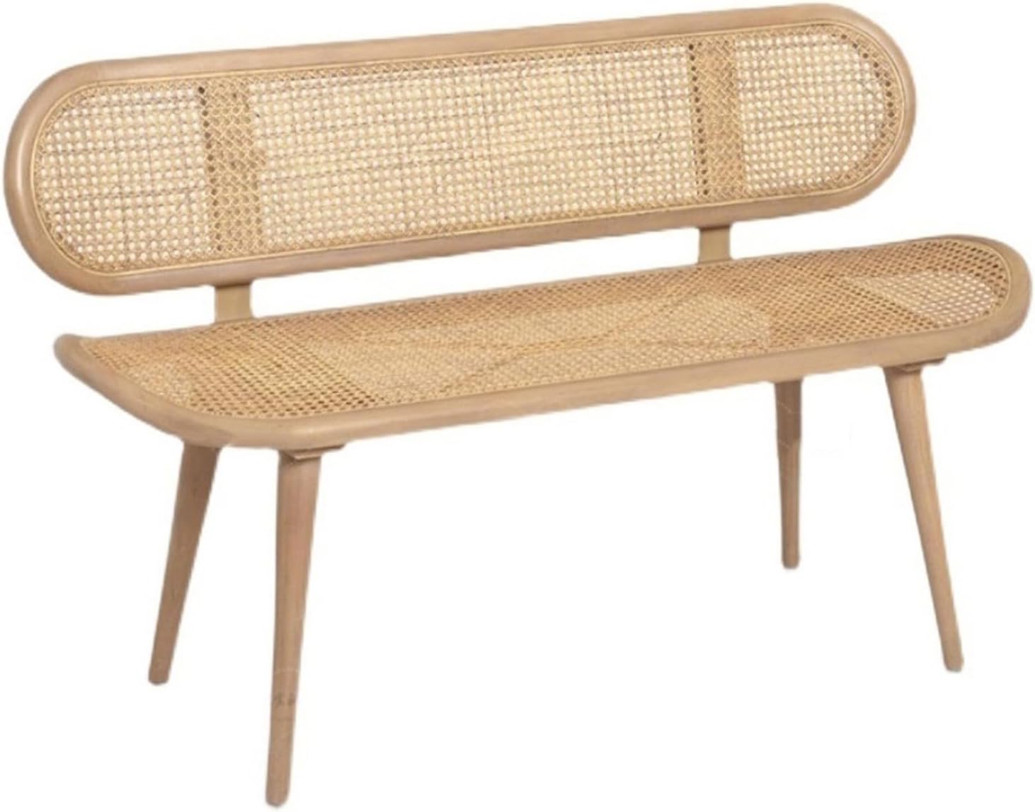 bancas de Patio Exterior Bench for Indoor and Outdoor, 2 People Patio Bench with Wood Frame, Front Porch Garden Leisure Chair with Backrest(130x53x86CM)