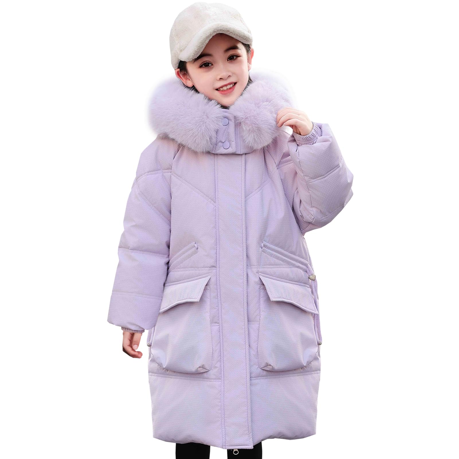 Chaqueta Acolchada Niñas Abrigo Invierno con Capucha Chaqueta de Plumón Caliente Down Jacket