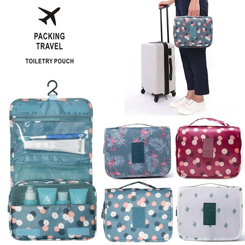 Borsa da Toilette, Trousse cosmetica da Donna, Astuccio da Viaggio Impermeabile, Organizer per Articoli da Toilette, Beauty Case, Contenitore per Il Trucco da Bagno con Gancio, lav