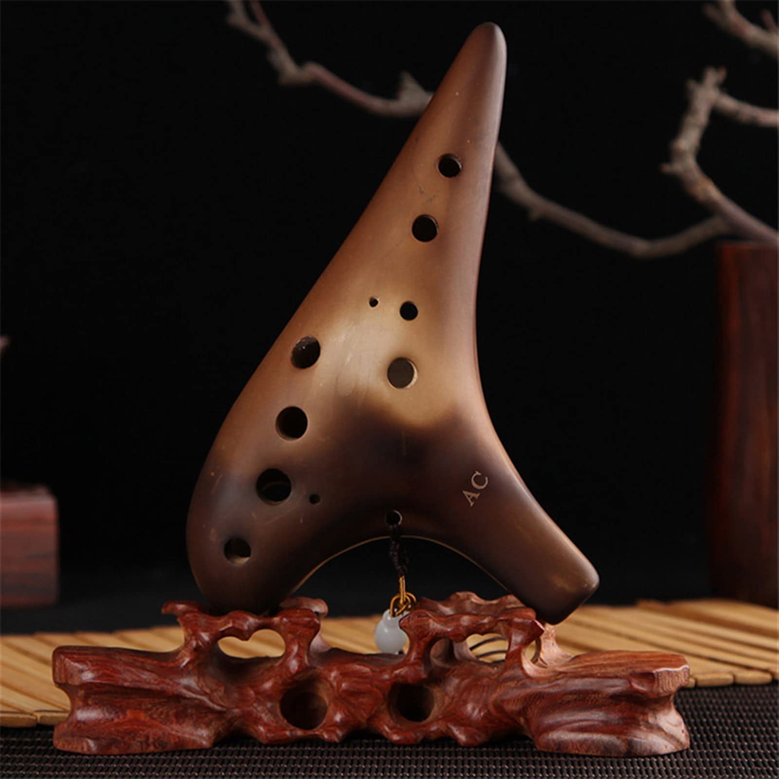 TSTS Instrumento Musical De Ocarina De Cerámica Ahumada De Tono Alto C De 12 Agujeros, Instrumento De Viento De Ocarina Profesional para Estudiantes Y Adultos Principiantes Ocarina