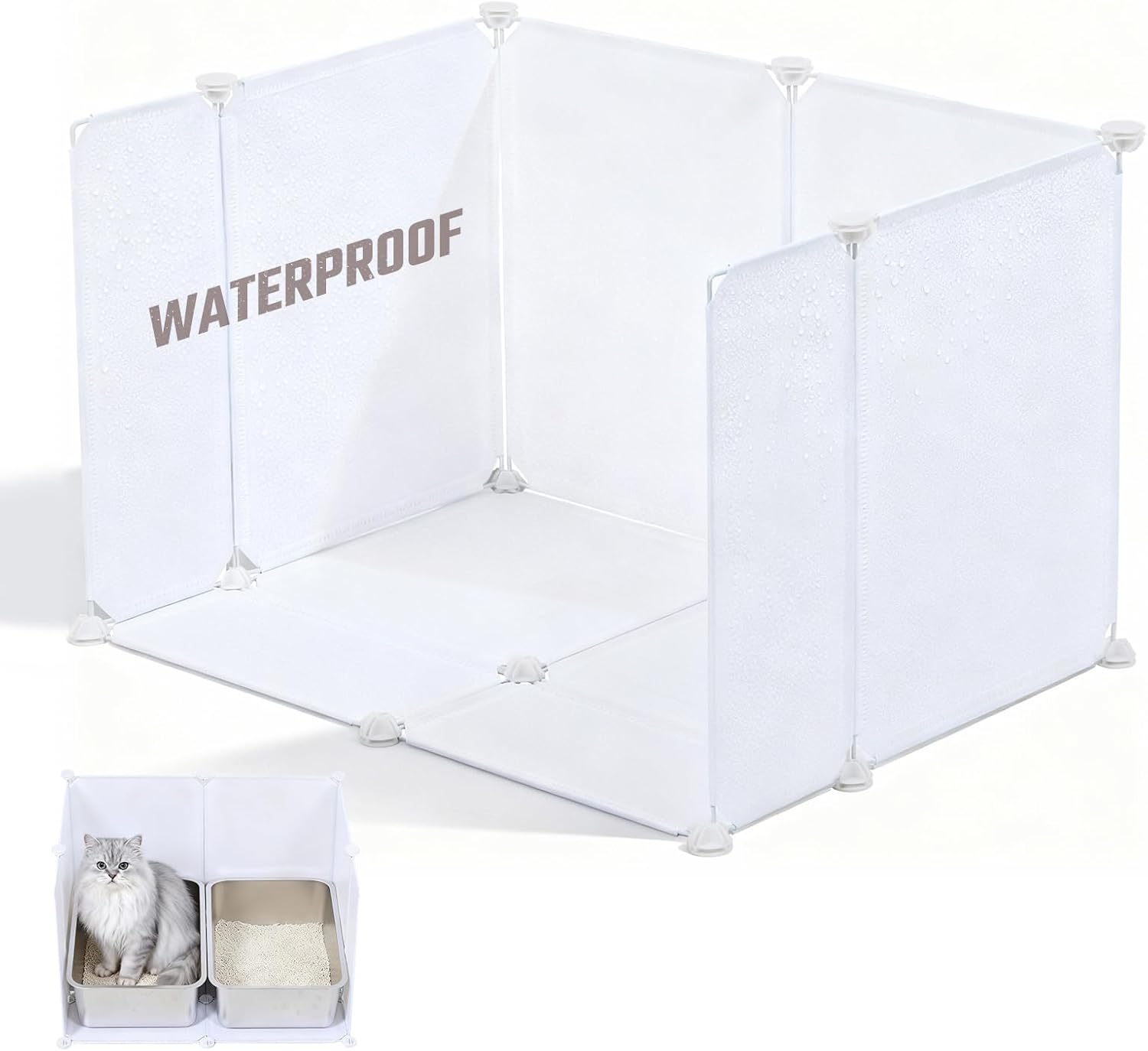 Cat Litter Box Enclosure Waterproof Splash Guard Extra Large, Light Weight Plastic Sheets with Cover Cable Tie Hammer Tape & Tape Measure 27.5L × 20.4W x 17.7H inch