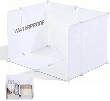 Cat Litter Box Enclosure Waterproof Splash Guard Extra Large, Light Weight Plastic Sheets with Cover Cable Tie Hammer Tape & Tape Measure 27.5L 20.4W x 17.7H inch