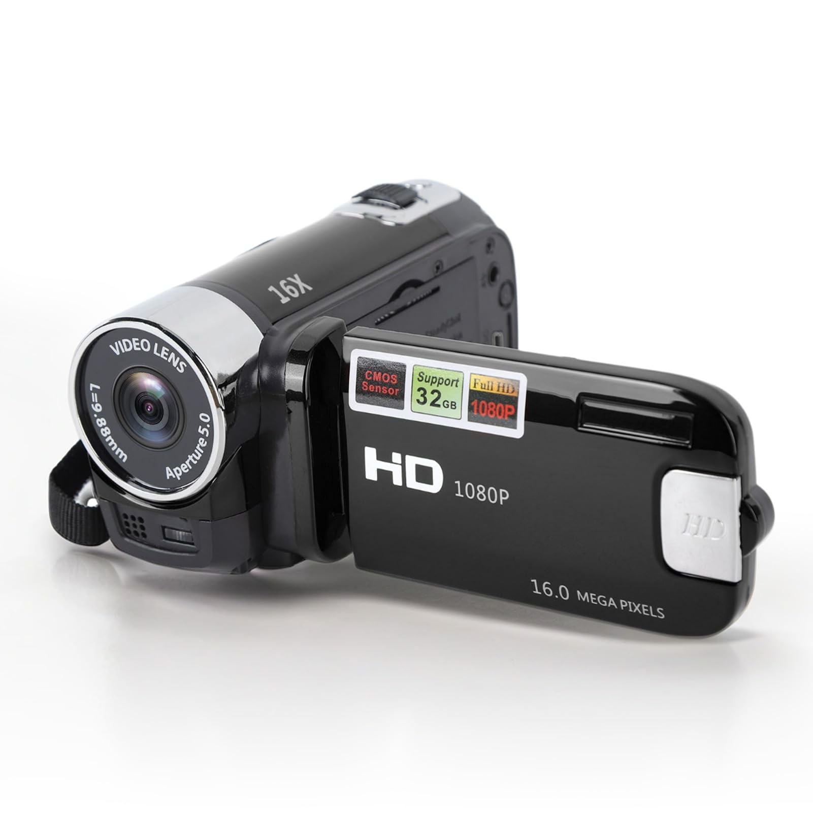 Kids Videokamera-Camcorder, Vlogging Kamerarecorder, Fülllicht, Eingebautem Lautsprecher, Support 32GB Expandable(Schwarz)